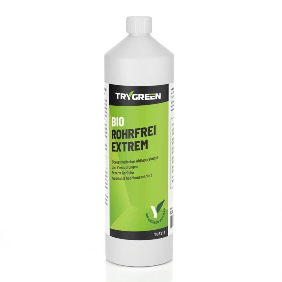 1 Liter Flasche Trygreen Bio Rohrfrei Extrem. Biologischer Abflussreiniger mit Enzymen und Mikroorganismen.